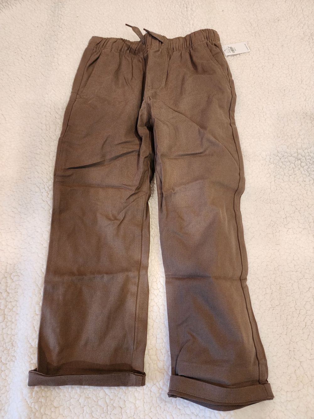 Old Navy Men's Brown Elastic Waist Pants Size 6-7 NWT